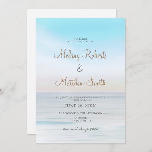 Invitation Plage En Front De Mer Plage Mariage À Thème (Devant / Derrière)