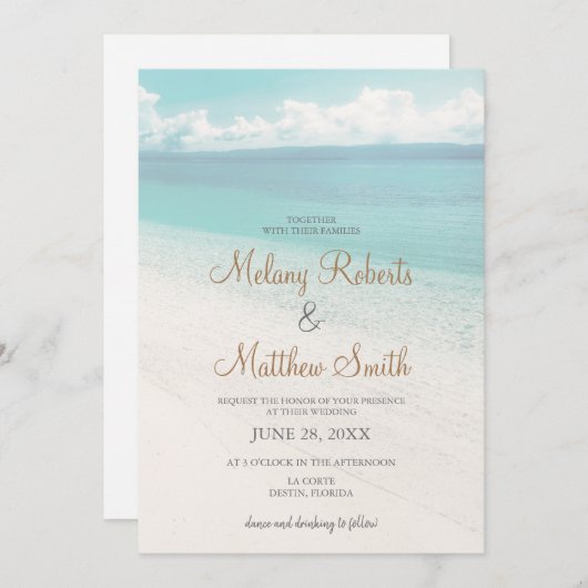 Invitation Plage En Front De Mer Plage Mariage À Thème (Devant / Derrière)