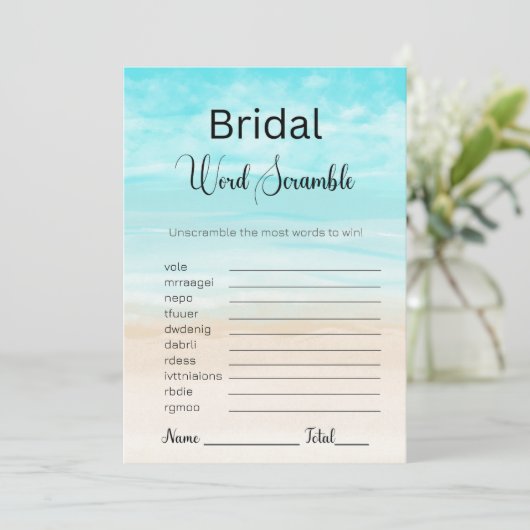 Invitation Plage et Océan Bride Blue Word jeu de course (Debout devant)