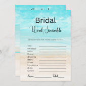 Invitation Plage et Océan Bride Blue Word jeu de course (Devant / Derrière)