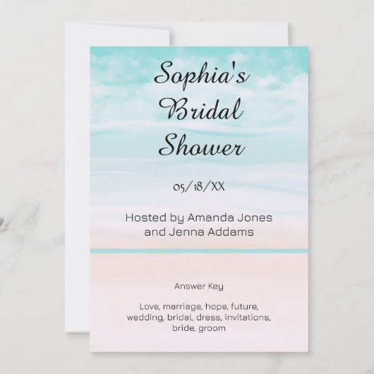 Invitation Plage et Océan Bride Blue Word jeu de course (Dos)