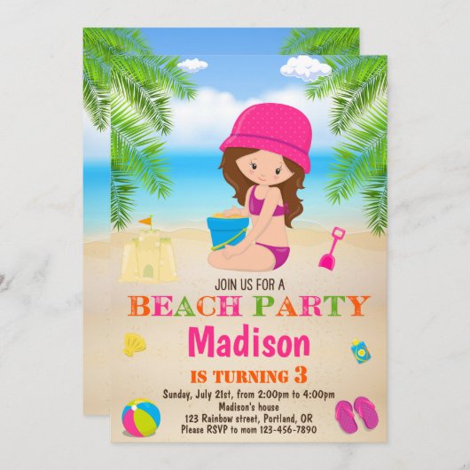 Invitation plage été invitation plage (Devant / Derrière)