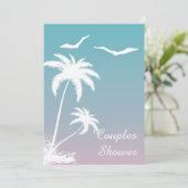 Invitation Plage été rose bleu mariage douche (Debout devant)