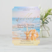 Invitation Plage, étoile de mer, coquillage (Debout devant)