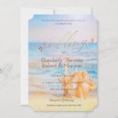 Invitation Plage, étoile de mer, coquillage (Devant)