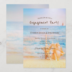 Invitation Plage, Étoile de mer, Coquillage Fiançailles