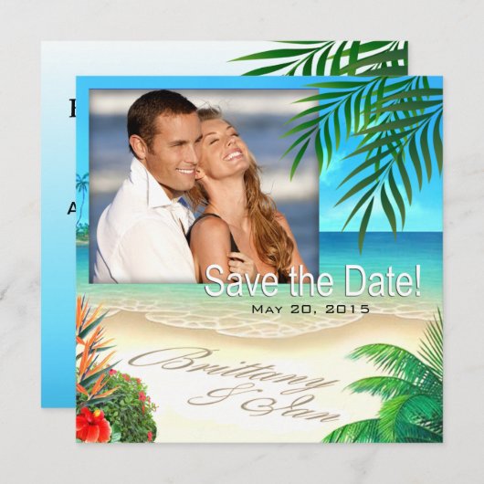 Invitation Plage Exotique (demande-moi d'écrire vos noms dans (Devant / Derrière)