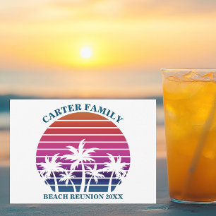 Invitation Plage Famille Réunion Tropical Palm Tree Personnal