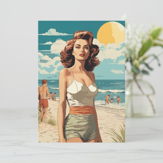 Invitation Plage fille 1950 (Debout devant)