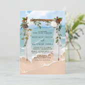 Invitation Plage Floral Canopée Tropical Moderne Mariage (Debout devant)
