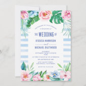 Invitation Plage Floral tropical Hawaiian Colorical Mariage (Devant)