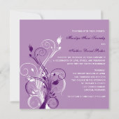 Invitation Plage Florale Blanche Violette Lilac Sq. FAIRE-PAR (Dos)