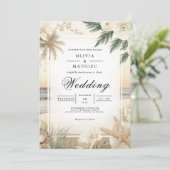 Invitation Plage florale côtière Mariage romantique (Debout devant)