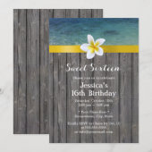 Invitation Plage & Frangipani Fleur Bois Arrière - plan Sweet (Devant / Derrière)