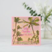 Invitation Plage hawaïenne vintage de PixDezines/rose (Debout devant)