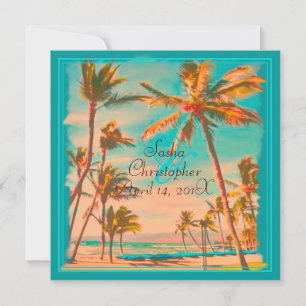 Invitation Plage hawaïenne vintage de PixDezines/turquoise