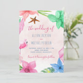 Invitation Plage Hawaiian tropical mariage de couronnes (Debout devant)