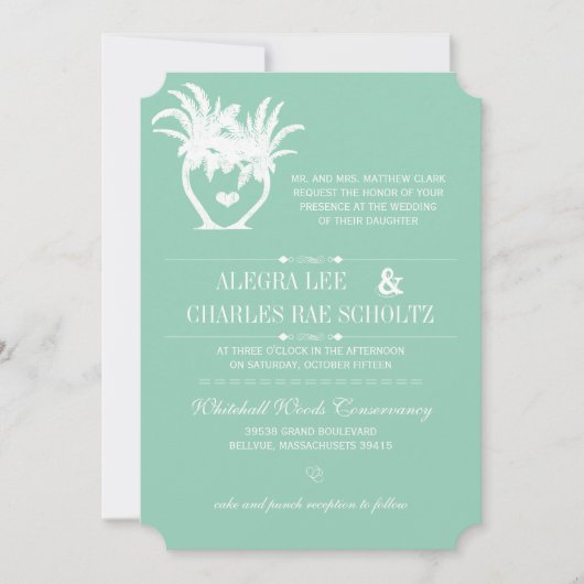 Invitation Plage Jade Green Palm Tree Destination Chalboard (Devant)