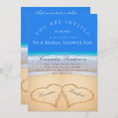 Invitation Plage Mariage 2 Coeurs dans la Fête des mariées de (Devant / Derrière)