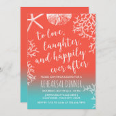 Invitation Plage Mariage Coral Reef Starfish Dîner de répétit (Devant / Derrière)