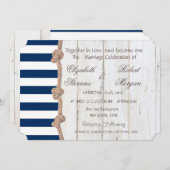 Invitation Plage Mariage de la corde marine, Stripes, Invitat (Devant / Derrière)
