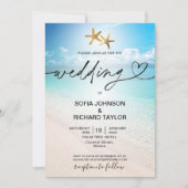 Invitation plage mariage destination tropical étoile mer (Devant)