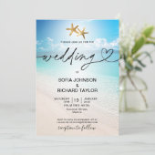 Invitation plage mariage destination tropical étoile mer (Debout devant)