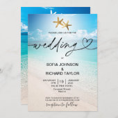 Invitation plage mariage destination tropical étoile mer (Devant / Derrière)