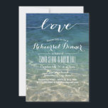 Invitation Plage Mariage Élégant Script Love Dîner de répétit<br><div class="desc">Elégant Blue Beach Sea Water Script Love Rehearsal Diner Invitations.</div>