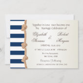 Invitation Plage Mariage Marine Rope, Coeurs, Stripes Invitat (Devant)