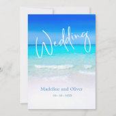 Invitation Plage mariage Océan Bleu Sable Destination Moderne (Devant)