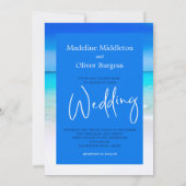 Invitation Plage mariage Océan Bleu Sable Destination Moderne (Dos)