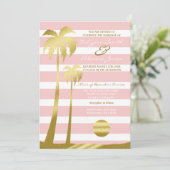 Invitation Plage Mariage Parties scintillant or Palmiers Arbr (Debout devant)