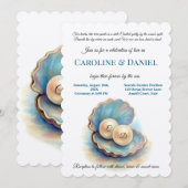 Invitation Plage Mariage Pearls Shell Elégant thème Océan (Devant / Derrière)