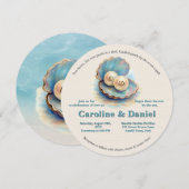 Invitation Plage Mariage Pearls Shell Elégant thème Océan (Devant / Derrière)