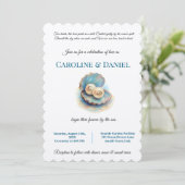 Invitation Plage Mariage Pearls Shell Elégant thème Océan (Debout devant)