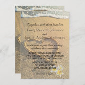 Invitation Plage Mariage Plumeria / Frangipani Sable et mer (Devant / Derrière)