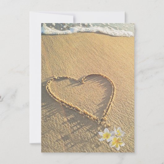 Invitation Plage Mariage Plumeria / Frangipani Sable et mer (Dos)
