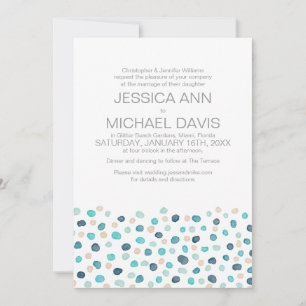 Invitation Plage Mariage Pois Aquarelle Moderne Invitat