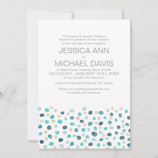 Invitation Plage Mariage Pois Aquarelle Moderne Invitat