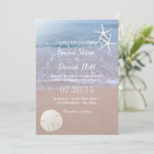 Invitation Plage Mariage Sable Dollar & Starfish (Debout devant)