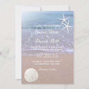 Invitation Plage Mariage Sable Dollar & Starfish