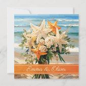 Invitation Plage Mariage Starfish Bouquet RSVP Card (Dos)