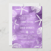Invitation Plage Mariage Starfish Coquillage d'eau violet (Devant)