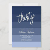 Invitation Plage Marine Nautique Stripes Moderne 30e annivers (Devant)