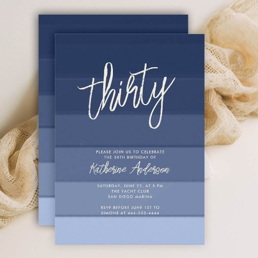 Invitation Plage Marine Nautique Stripes Moderne 30e annivers