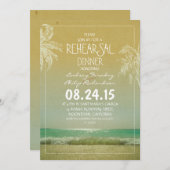 Invitation plage mer vagues & palmiers répétition dîner invit (Devant / Derrière)