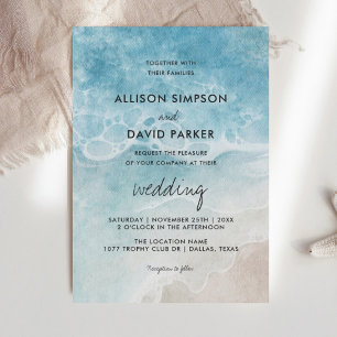 Invitation Plage minimaliste Mariage océanique