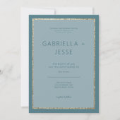 Invitation Plage moderne Abstrait Turquoise & Mariage or (Devant)