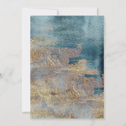 Invitation Plage moderne Abstrait Turquoise & Mariage or (Dos)